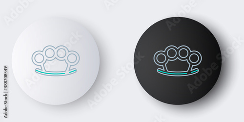 Line Brass knuckles icon isolated on grey background. Colorful outline concept. Vector.