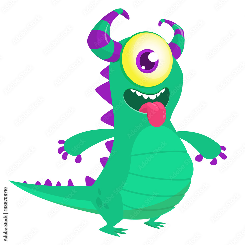Fototapeta premium Funny cartoon monster. Illustration of cute monster creature. Halloween design