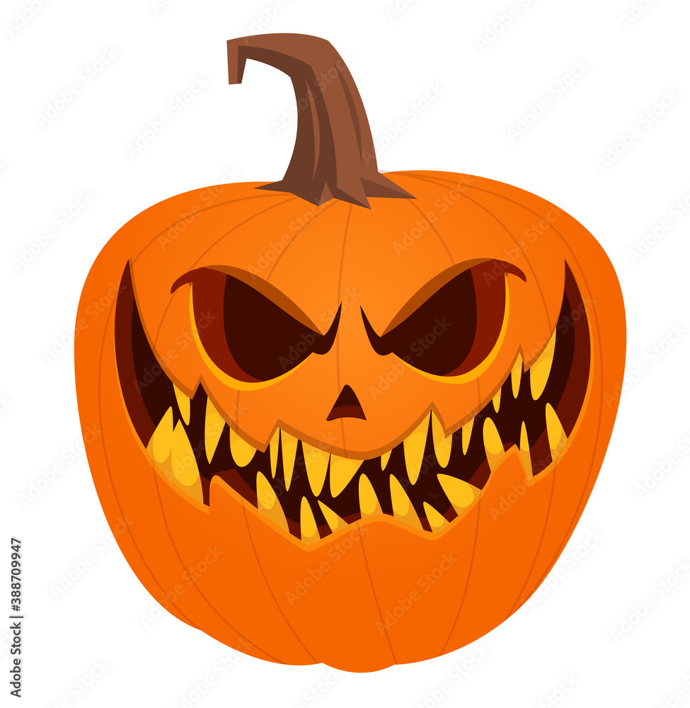 Fototapeta premium Cartoon funny halloween pumpkin head isolated on white background. Vector illustration
