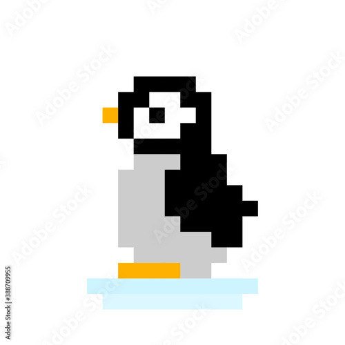 penguin pixel image. vector illustration. © Two Pixel
