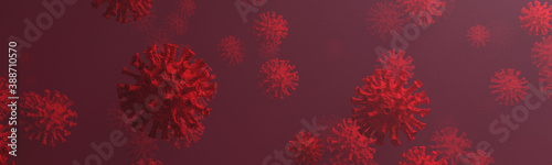 3d render virus red background