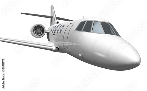 3d moderner Privat Jet mit Reflektionen, freigestellt