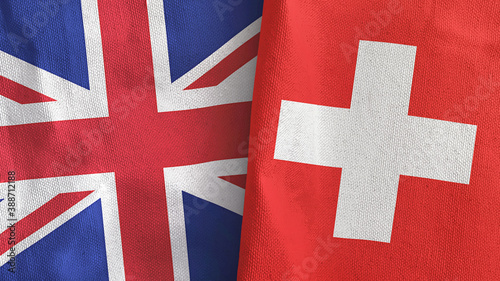 Obraz na płótnie Switzerland and United Kingdom two flags textile cloth 3D rendering