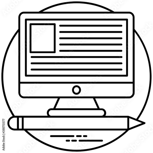 
A monitoring screen with written stuff and a pencil symbolising seo copywriting

