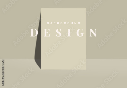 Minimalist product display mockup design, paper lean on the wall on bright nude brown background