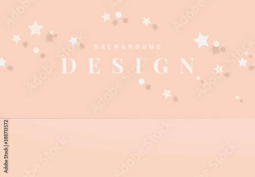 Minimalist product display mockup design, stars with shadow on bright nude pink background