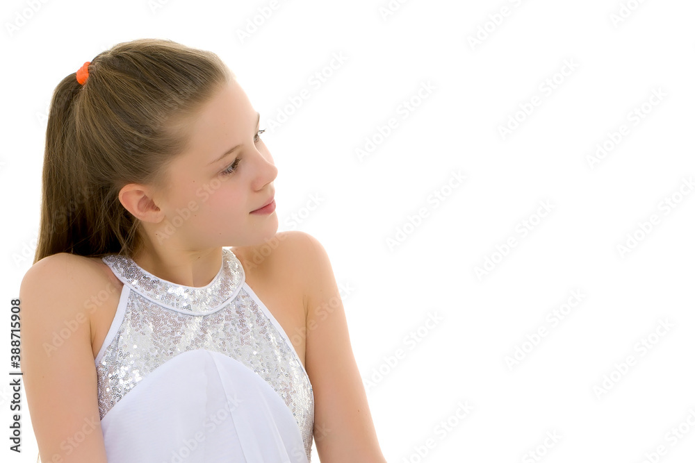 Portrait of a little girl close-up.Isolated on white background. Portrait of a little girl close-up.Isolated on white background.