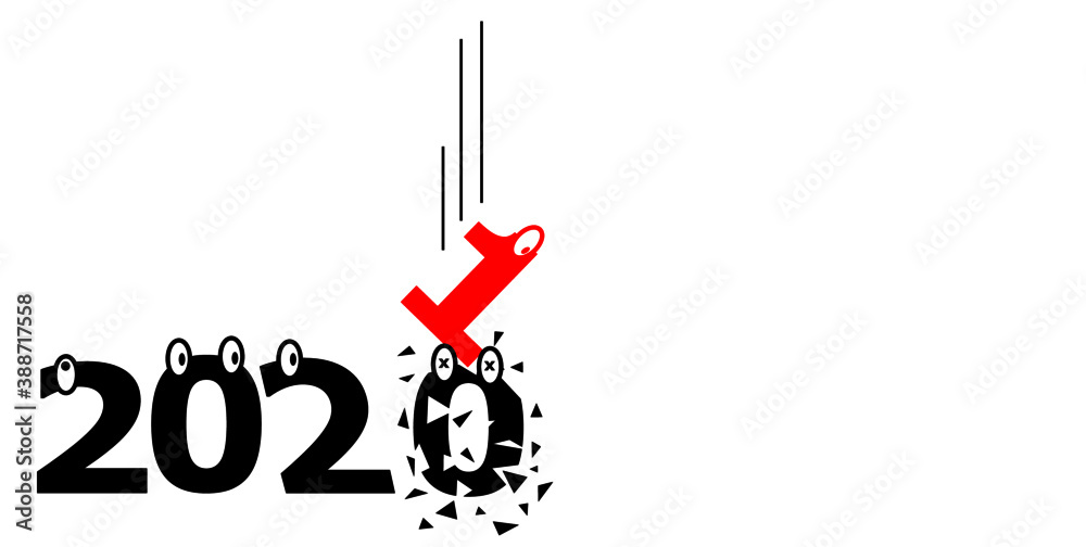 2021 happy new year cartoon number with googly eyes, funny illustration of new year 2021 happy new year cartoon number with googly eyes, funny illustration of new year