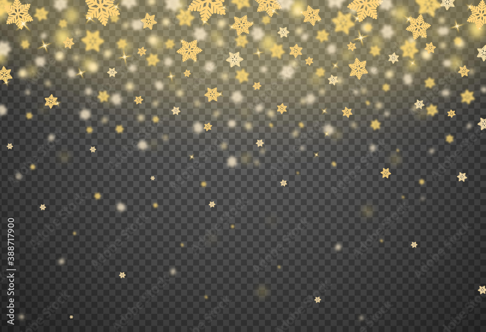 Snowflake gold glitter particles isolate on png or transparent ...