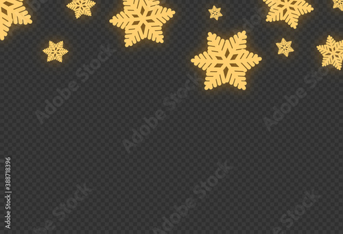 Snowflakes with neon style  ,Christmas decoration isolated  on png or transparent  background, space for text, sale banner template , New Year, Birthdays, illustration vector