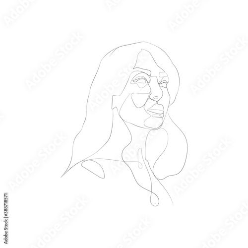 SINGLE-LINE DRAWING OF A FEMALE FACE 11. This hand-drawn, continuous, line illustration is part of a collection artworks inspired by the drawings of Picasso. Each gesture sketch was created by hand. 

