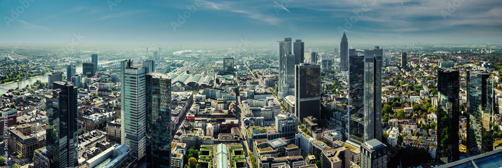 Fototapeta premium Panoramic view of Frankfurt am Main city, Germany
