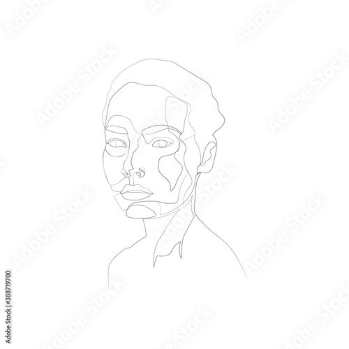 SINGLE-LINE DRAWING OF A FEMALE FACE 15. This hand-drawn, continuous, line illustration is part of a collection artworks inspired by the drawings of Picasso. Each gesture sketch was created by hand. 