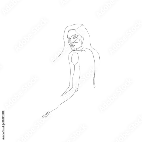 SINGLE-LINE DRAWING OF A FEMALE FACE 21. This hand-drawn, continuous, line illustration is part of a collection artworks inspired by the drawings of Picasso. Each gesture sketch was created by hand. 
