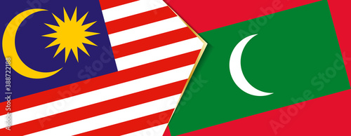 Malaysia and Maldives flags, two vector flags.