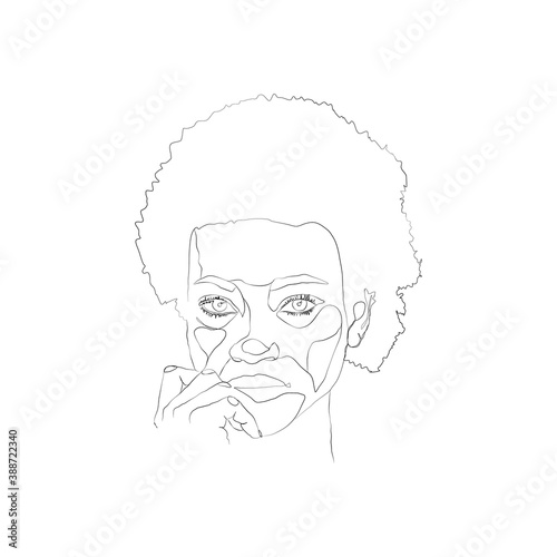 SINGLE-LINE DRAWING OF A FEMALE FACE 24. This hand-drawn, continuous, line illustration is part of a collection artworks inspired by the drawings of Picasso. Each gesture sketch was created by hand. 
