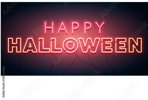 Vector Illustration Happy Halloween Neon Sign
