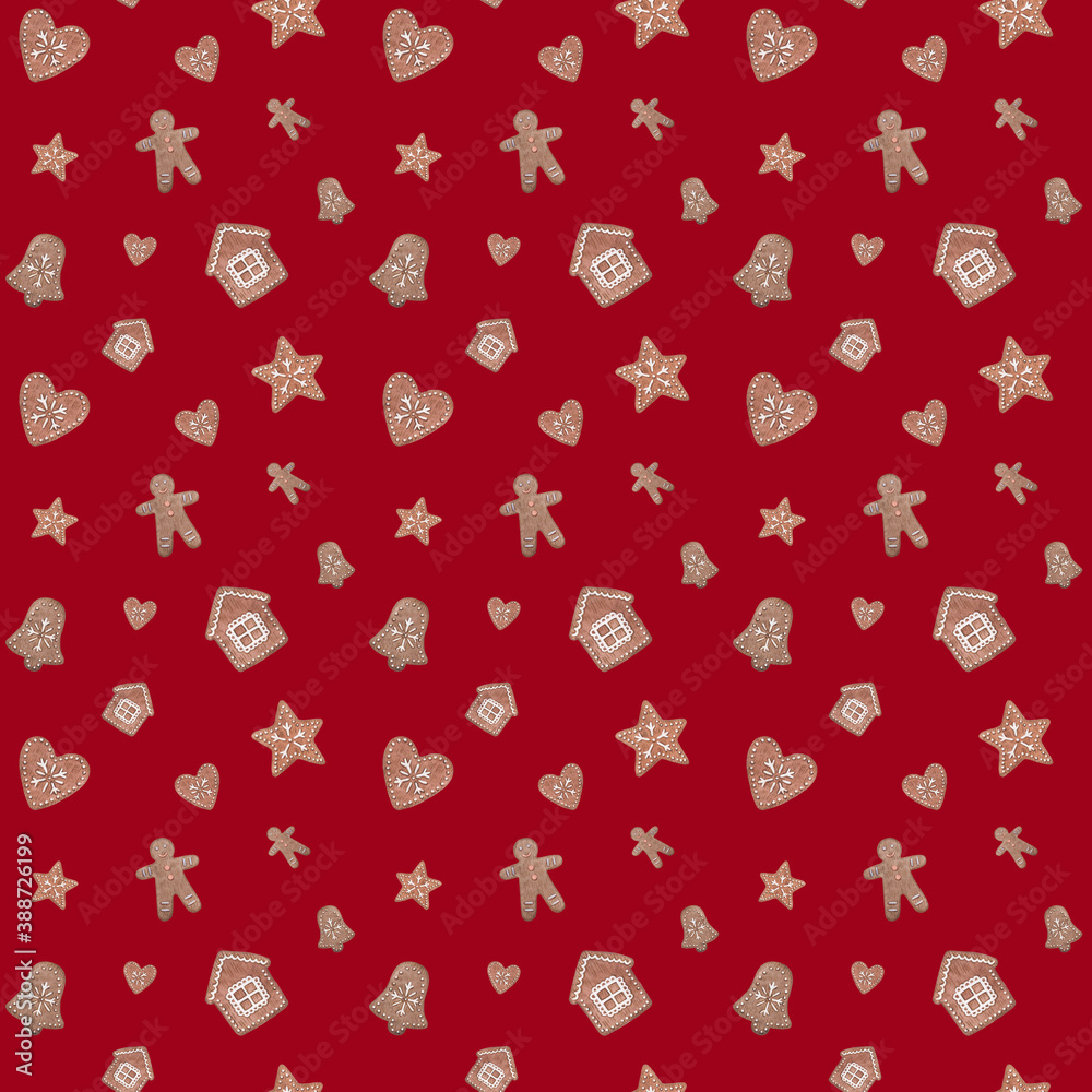 Watercolor Christmas pattern with toys