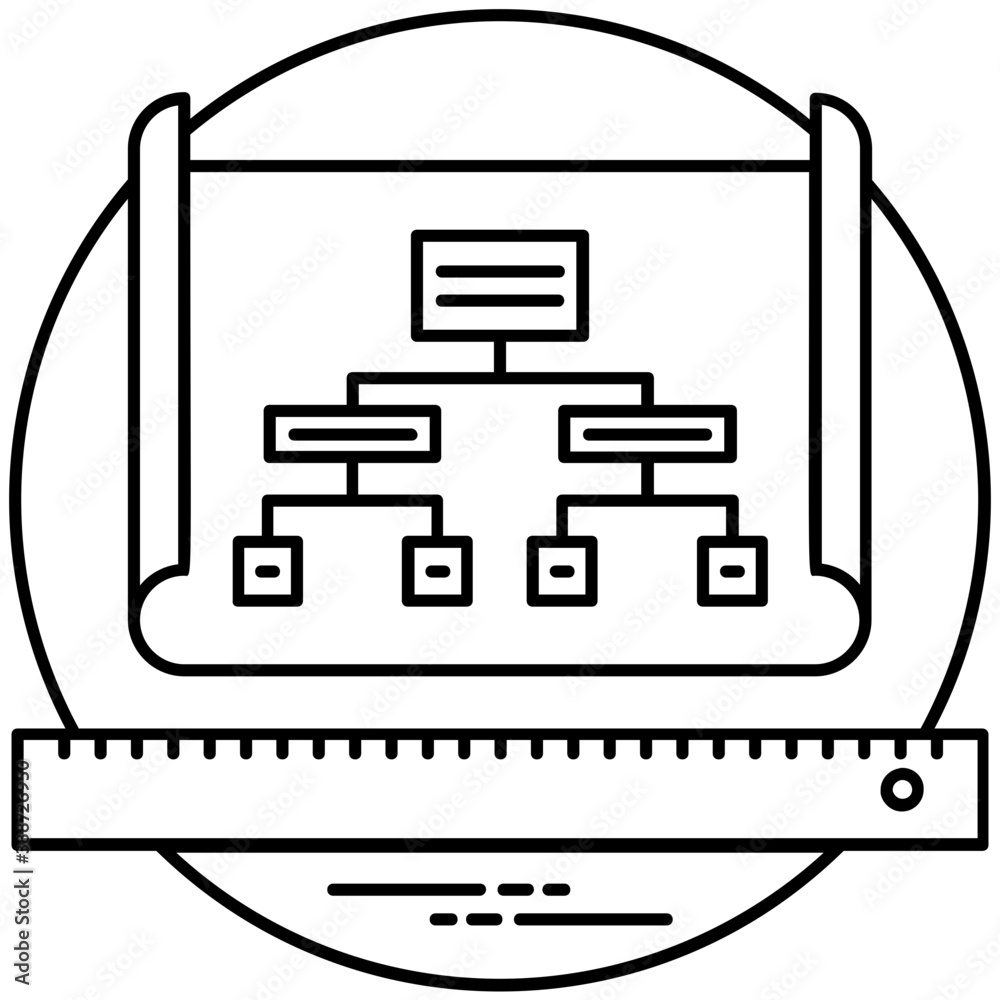 Project workflow depiction via presence of measuring scale with