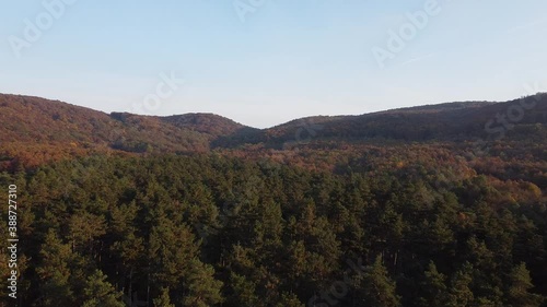 autumn landscape in the mountains, drone footage
