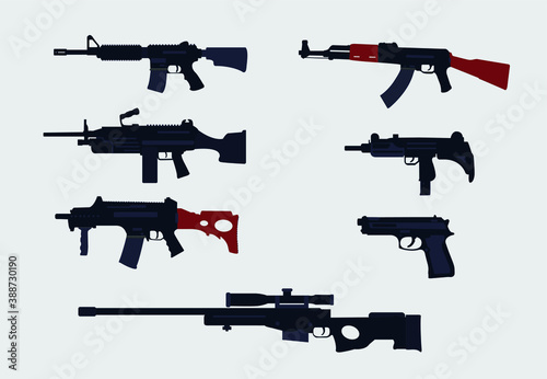 assault rifles gun vector set.creative design vector rifle set.