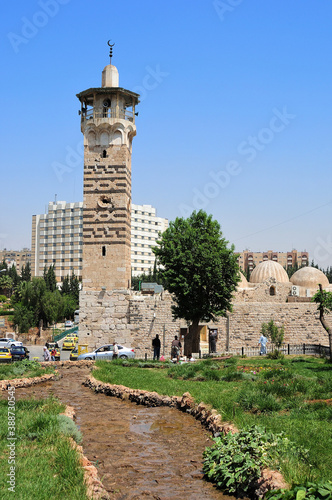 El Nuri Mosque is located on the banks of the Asi River. It is also known as Nureddin Zengi Mosque. The mosque was built in 1172. Hama, Syria. photo