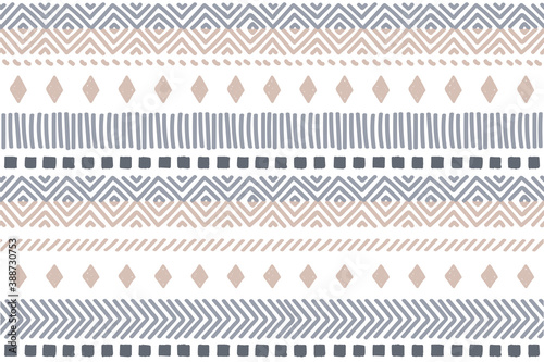 Ethnic vector seamless pattern. Tribal geometric background, boho motif, maya, aztec ornament illustration. rug textile print texture