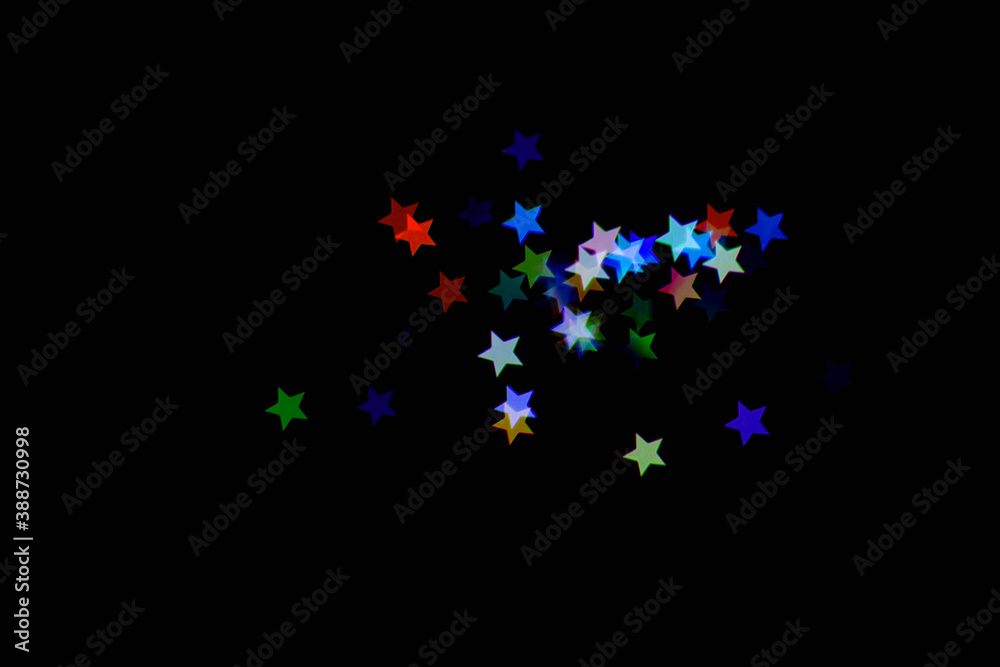 light colorful blue star little effect isolated overlay glitter texture on black.