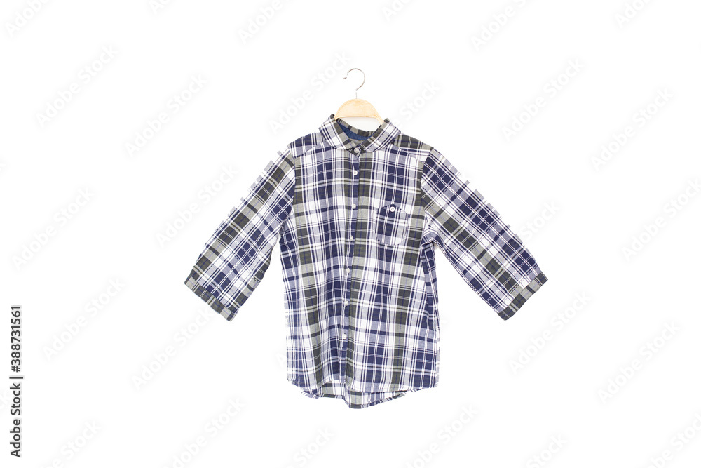 Blue colour blouse is clothes hanger on white background. Blue colour blouse is clothes hanger on white background.
