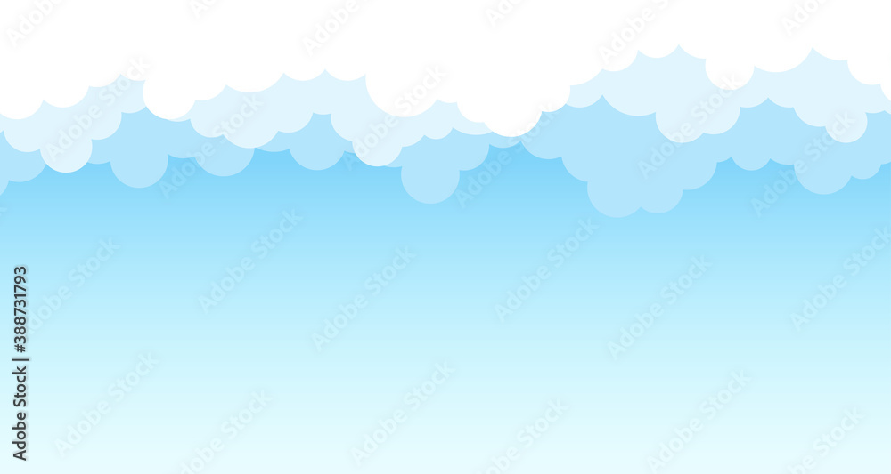 Soft white clouds Soaring high in the clear blue sky landscape background vector illustration.