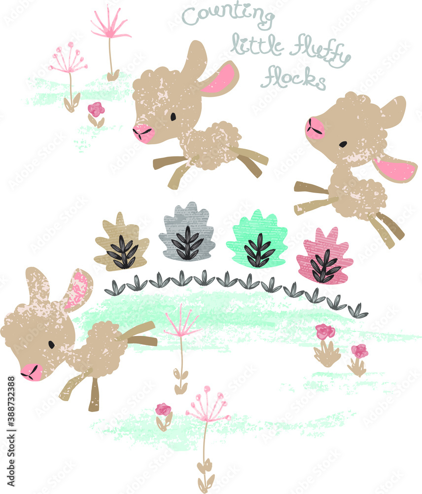 Naklejka premium lamb themed baby print design