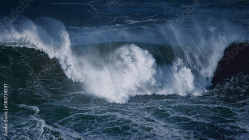 The huge waves in Nazare in Portugal. Autumn 2019.