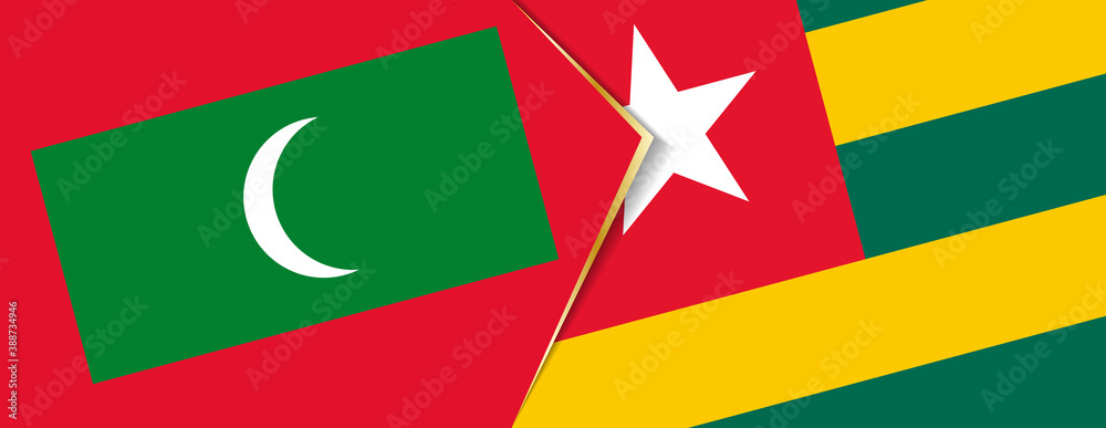 Maldives and Togo flags, two vector flags. Maldives and Togo flags, two vector flags.
