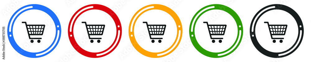 Basket icon set. flat design vector illustration in 5 colors options for webdesign Basket icon set. flat design vector illustration in 5 colors options for webdesign