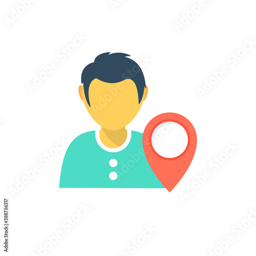 
A human avatar with location pointer representing tour guide 
