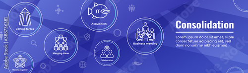 Companies merging together, one buying out the other - icon set