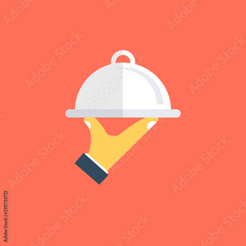 
A serving hand with covered dish explaining the concept of restaurant 
