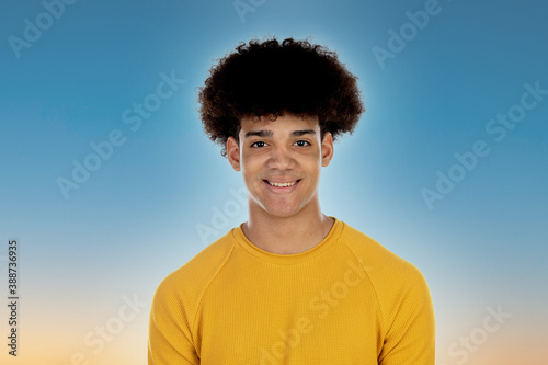 African guy with yellow T-shirt