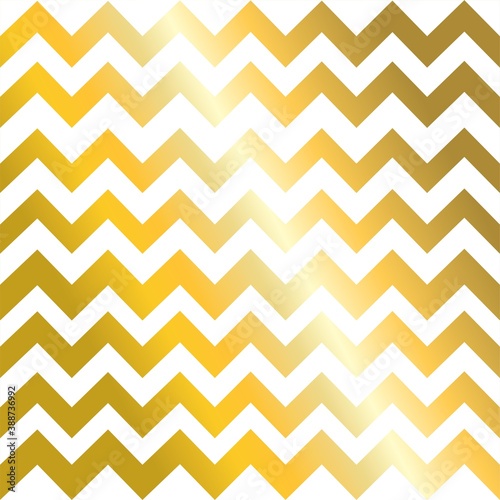 Classic chevron stripe glitter shimmer seamless vector pattern. Geometric zigzag line gold foil wrap event paper for holiday gift cards. Gold on white paper.