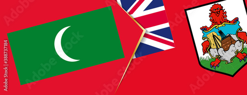 Maldives and Bermuda flags, two vector flags.