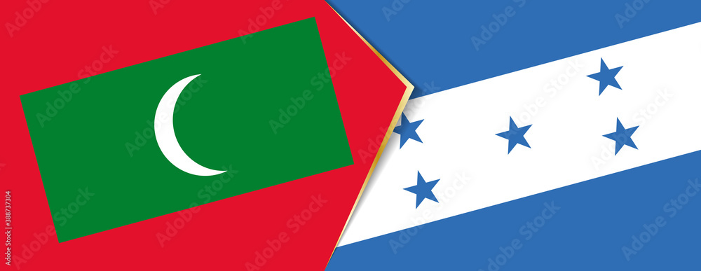 Maldives and Honduras flags, two vector flags. Maldives and Honduras flags, two vector flags.