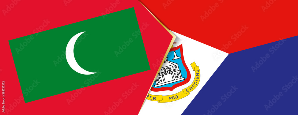 Maldives and Sint Maarten flags, two vector flags.