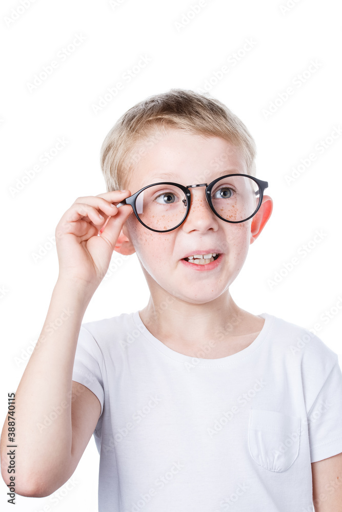 child in glasses isolated on white background child in glasses isolated on white background