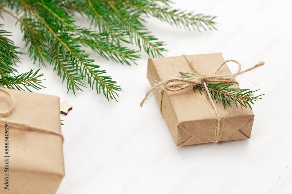 Christmas and New Year holidays gift box. Christmas and New Year holidays gift box.
