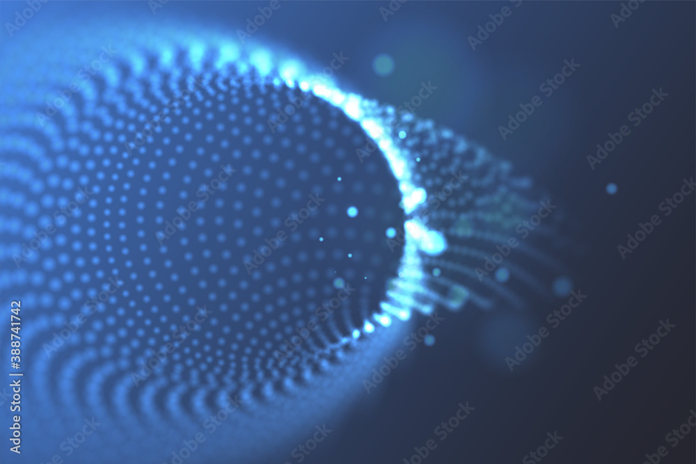 Abstract tunnel of small dots with depth of field effect. Vascular therapy concept. Blood veins and vessels vector illustration.
