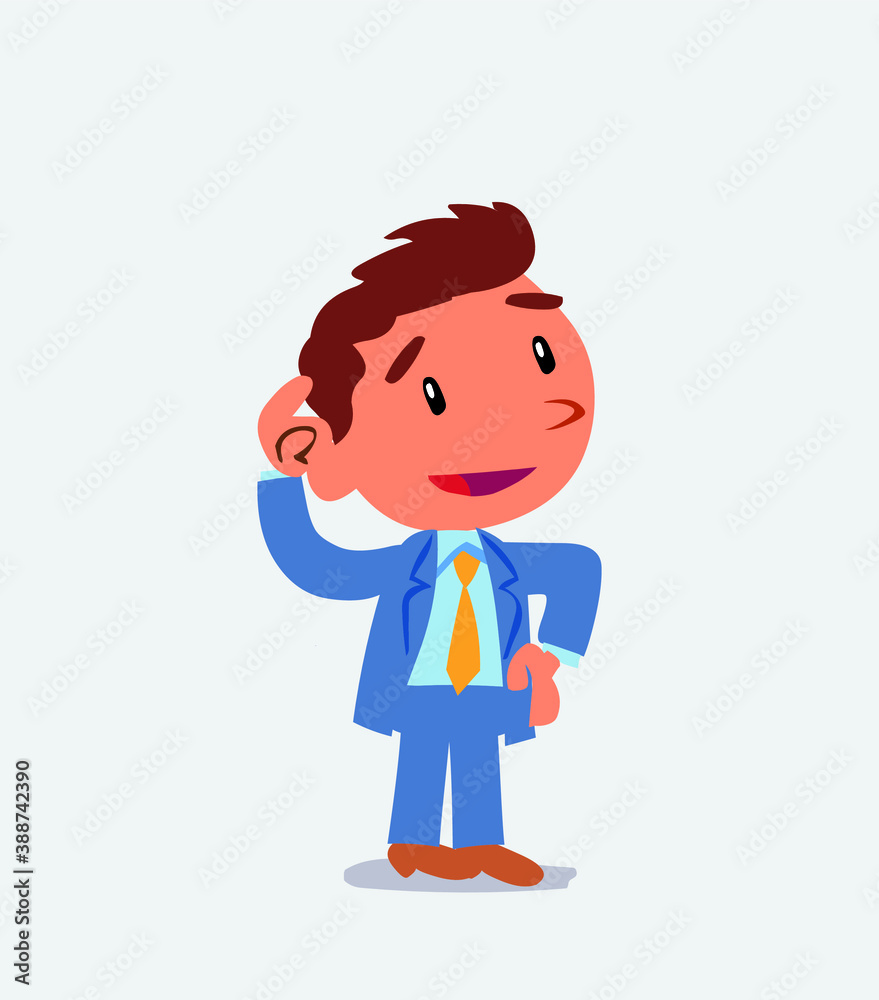 houghtful cartoon character of businessman scratching his head