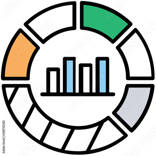 
Pie chart having a bar graph inside to offer market analysis icon
