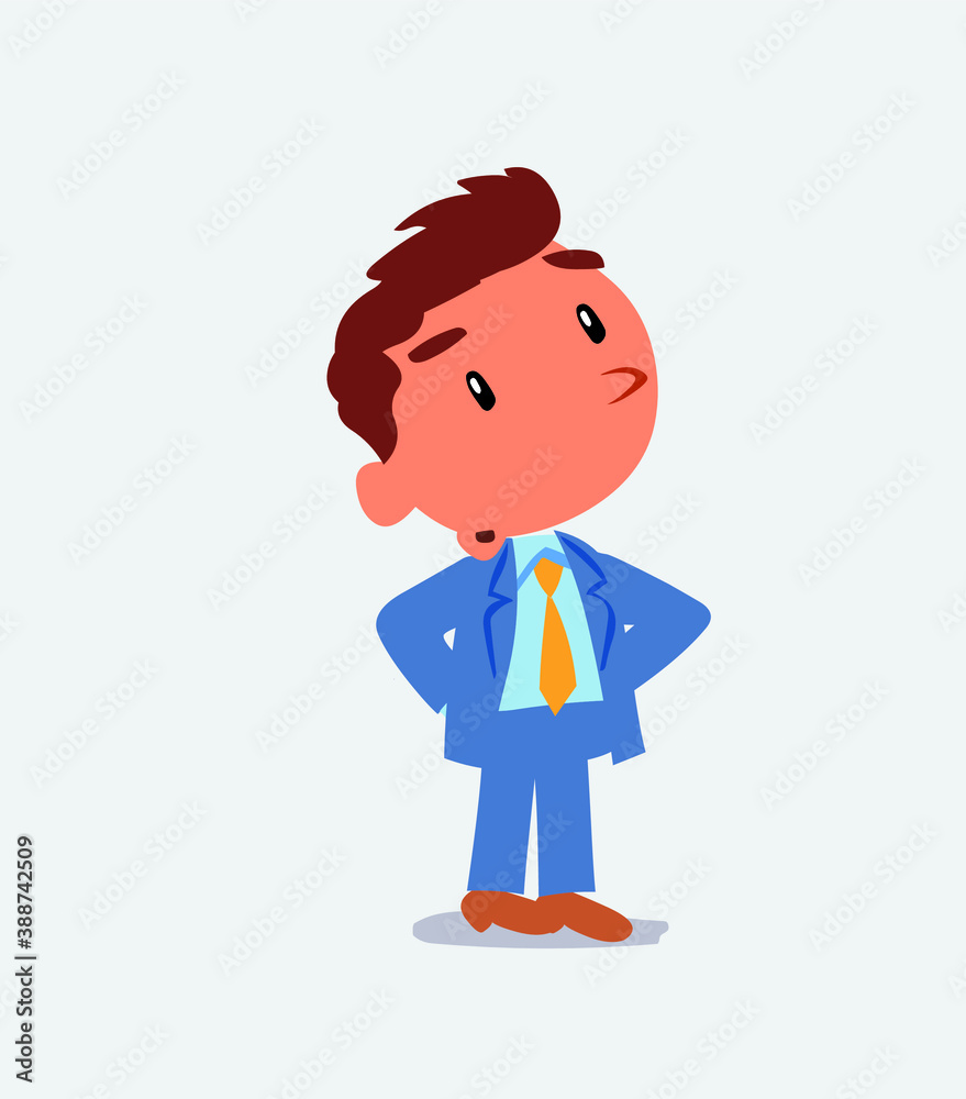 cartoon character of businessman doubting
