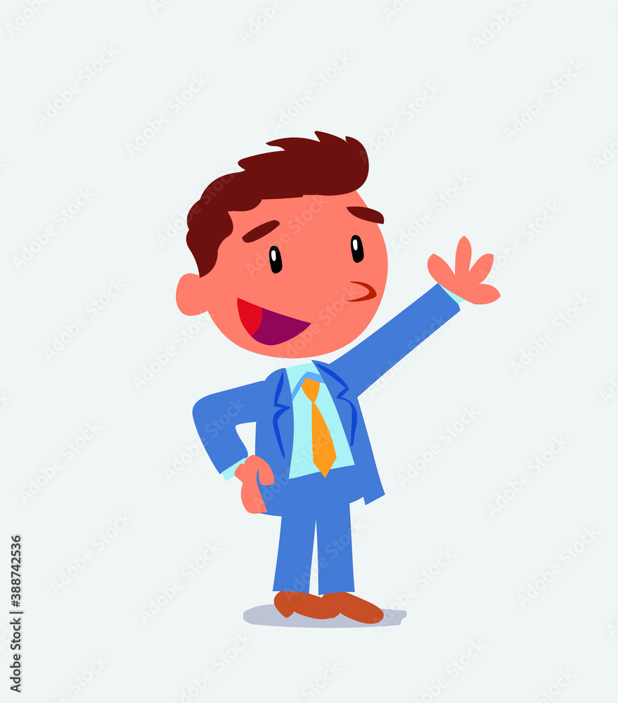 cartoon character of businessman explaining something while pointing cartoon character of businessman explaining something while pointing
