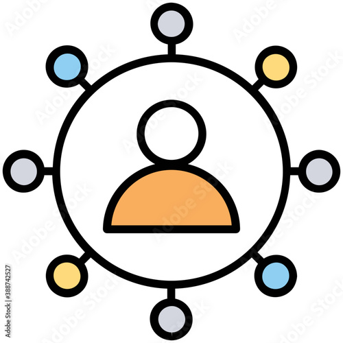 
Human avatar surrounded by a network of entities, this icon is for affiliate marketing 
